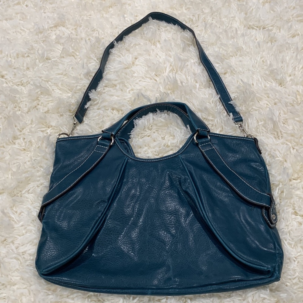 NEW YORK AND COMPANY VEGAN LEATHER SLOUCHY HOBO BAG  - TEAL - Picture 2 of 10